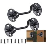 Crochet cabine 2 pi�ces crochet fermeture porte, serrure � crochet de porte en acier inoxydable noir, ...