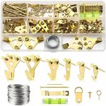 Crochet pour cadre photo, 196 pices kit de suspension de tableaux, avec vis, clous, anneau en d et ?il ...