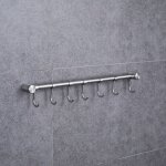 Crochet � torchon, crochet barre de cuisine en acier inox avec argent(400 mm + 7 crochets)