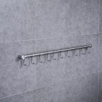 Crochet � torchon, crochet barre de cuisine en acier inox avec argent(600 mm + 10 crochets)