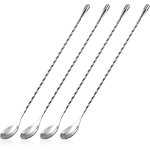 Cuill�re � cocktail en acier inoxydable cuill�re de bar � long manche cuill�res � m�langer motif en spirale ...
