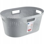 231009 infinity dots panier  linge plastique gris 59 x 38 x 27 cm - curver