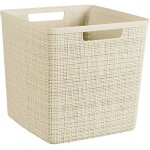 Bote de rangement cube 17l jute recycl blanc crme