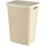 Panier  linge curver avec couvercle aspect jute 58l crme