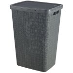 Panier à linge curver avec couvercle aspect jute 58l gris foncé Panier à linge curver avec couvercle aspect jute 58l gris foncé