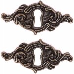 2x entr�e de cl� louis xv longueur 60mm hauteur 30mm en zamak finition vieilli clef meuble ancien vintage ...
