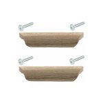 2x poign�e de meuble en bois finition ch�ne brut entraxe 96mm longueur 155mm hauteur 30mm avec vis placard ...