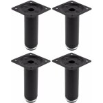 4x pied de meuble ajustable �13mm base ronde �30mm en acier finition noir mat embout chrom� � visser ...