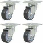 Cyclingcolors - 4x roulette meuble 50mm caoutchouc soft anti rayure gris pivotante sans frein universelle ...