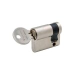 Vachette - cylindre simple de sret 30 x 10 en laiton nickel satin - profil europen s'entrouvrant ...