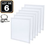 Dalle led 600x600 40w lot de 6 pcs pmma blanc froid 6000k + 6
