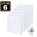 Dalle led 600x600 40w lot de 6 pcs pmma blanc froid 6000k + 6