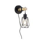 Dami - frame - applique murale avec interrupteur - 1 lumi�re - l 12 cm - noir - rustique - �clairage ...