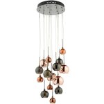 Dar aurelia - suspension cluster avec abat - jour en verre cuivre et bronze, 15x g4
