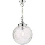 Dar tamara plafonnier suspension salle de bain chrome poli verre nervur� ip44