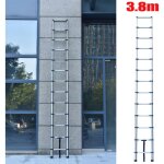 12. 5ft Échelle télescopique de 3, 8 m en acier inoxydable de haute qualité, 13 marches, échelle à coulisse, ... 12. 5ft Échelle télescopique de 3, 8 m en acier inoxydable de haute qualité, 13 marches, échelle à coulisse, ...