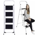 Dayplus - 4 étapes escabeau en métal Échelle pliante pour outil escabeau de sécurité robuste avec main ... Dayplus - 4 étapes escabeau en métal Échelle pliante pour outil escabeau de sécurité robuste avec main ...