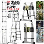 Chelle tlescopique en aluminium polyvalente de 5 m escabeau extensible une chelle de cadre lourde capacit ...