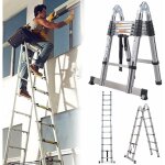 Chelle tlescopique chelle pliante 3. 8m avec stabilisateur, escabeau antidrapant 1. 9m + chelle 1. ...