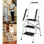 Dayplus ? escabeau pliable en acier � 3 marches ? charge 150 kg ? large marches antid�rapantes ? dimensions ...