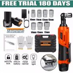 Dayplus - cl� d'angle � cliquet sans fil 3 / 8'' 12v & 2 batteries + 7pcs douilles