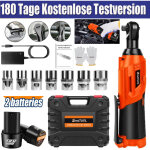 Dayplus - cl� � chocs �lectrique sans fil 360nm 3 / 8 ', pilote de cliquet de pistolet + 2 batteries