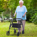 D�ambulateur 4 roues - d�ambulateur pliable l�ger - assise + dossier rembourr� - poign�es ergonomiques, ...