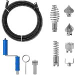 Deboucheur canalisation 5m diam�tre 12 mm, professionnel furet d�boucheur toilette, avec 8 pi�ces furet ...