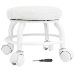 Decdeal si�ge � roulettes bas tabouret en cuir pu roue muette chaise ronde pivotante en hauteur pour ...
