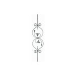 Barreau avec motif en volutes et feuilles central - hauteur 950mm largeur 215mm carr de 12mm - fer forg ...