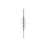 Barreau martel avec motif en volutes et vrille centrale - hauteur 950mm largeur 135mm carr de 12mm ...