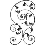 Panneau grande volute, motif feuille - hauteur 720mm largeur 400mm en plat lisse 16x8mm - fer forgé - ... Panneau grande volute, motif feuille - hauteur 720mm largeur 400mm en plat lisse 16x8mm - fer forgé - ...