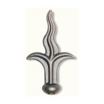 Pointe de lance flamme - hauteur 140mm largeur 90mm base ronde pleine �25mm - fer forg� - � souder deco ...