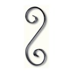 Deco fer forge - volute en s finition queue de carpe - hauteur 205mm largeur 72mm plat lisse 12x6mm - ...