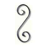 Deco fer forge - volute en s finition queue de carpe - hauteur 205mm largeur 72mm plat lisse 16x6mm - ...