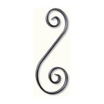 Volute en s ingale coupe droite - hauteur 290mm largeur 120mm plat lisse 12x6mm - fer forg -  souder ...