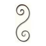 Volute en s finition raye - hauteur 320mm largeur 115mm plat lisse 14x6mm - fer forg -  souder deco ...