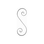Volute en s coupe droite - hauteur 330mm largeur 125mm plat lisse 16x4mm - fer forg� - � souder deco ...