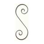 Volute en s coupe droite - hauteur 360mm largeur 125mm plat lisse 16x4mm - fer forg -  souder deco ...
