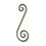 Volute en s ingale finition patte d'oie - hauteur 360mm largeur 130mm rond 12mm - fer forg -  souder ...