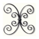 Volute en c finition coupe droite, papillon - hauteur 250mm largeur 250mm en plat de 16x4mm - fer forg� ...