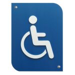 Pictogramme pmr 3d - plaque de porte en pvc - bleu blanc, effet 3d - 15x20 cm, fixation murale incluse ...
