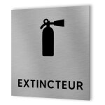 Pictogramme format 20 cm x 20 cm en dibond aluminium brossé - modèle extincteur Pictogramme format 20 cm x 20 cm en dibond aluminium brossé - modèle extincteur