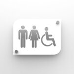 Pictogramme toilettes pmma - plaque porte design blanc personnalisable - 20x15 cm, 2 plaques superposes, ...