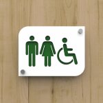 Pictogramme toilettes pmma - plaque porte design blanc personnalisable - 20x15 cm, 2 plaques superposes, ...