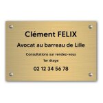 Plaque professionnelle pvc 30x20 ? gravure personnalise | avocats - or lettres noires