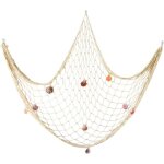 D�cor de filet de p�che naturel avec coquillages, 150x200cm, d�cor sur le th�me de la plage, pour f�te, ...