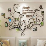 D�coration murale d'arbre g�n�alogique de bois de cerf pour le salon, collage de cadre photo amovible ...