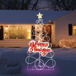 D�coration de no�l color�e de 170 cm, sapin de no�l pr� - �clair� avec 216 lumi�res led 6 modes d'�clairage, ...