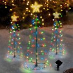 Decoration noel exterieur solaire sapin, sapin de noel led en metal prime, petit sapin de noel artificiel ...